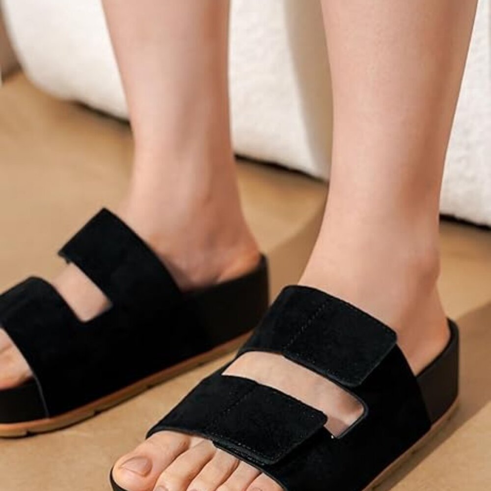 Project Cloud Black Platform Slip On Sandals 8.5 … - image 2